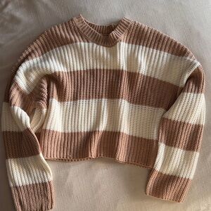 Jessica Simpson Tan and Cream Striped Sweater